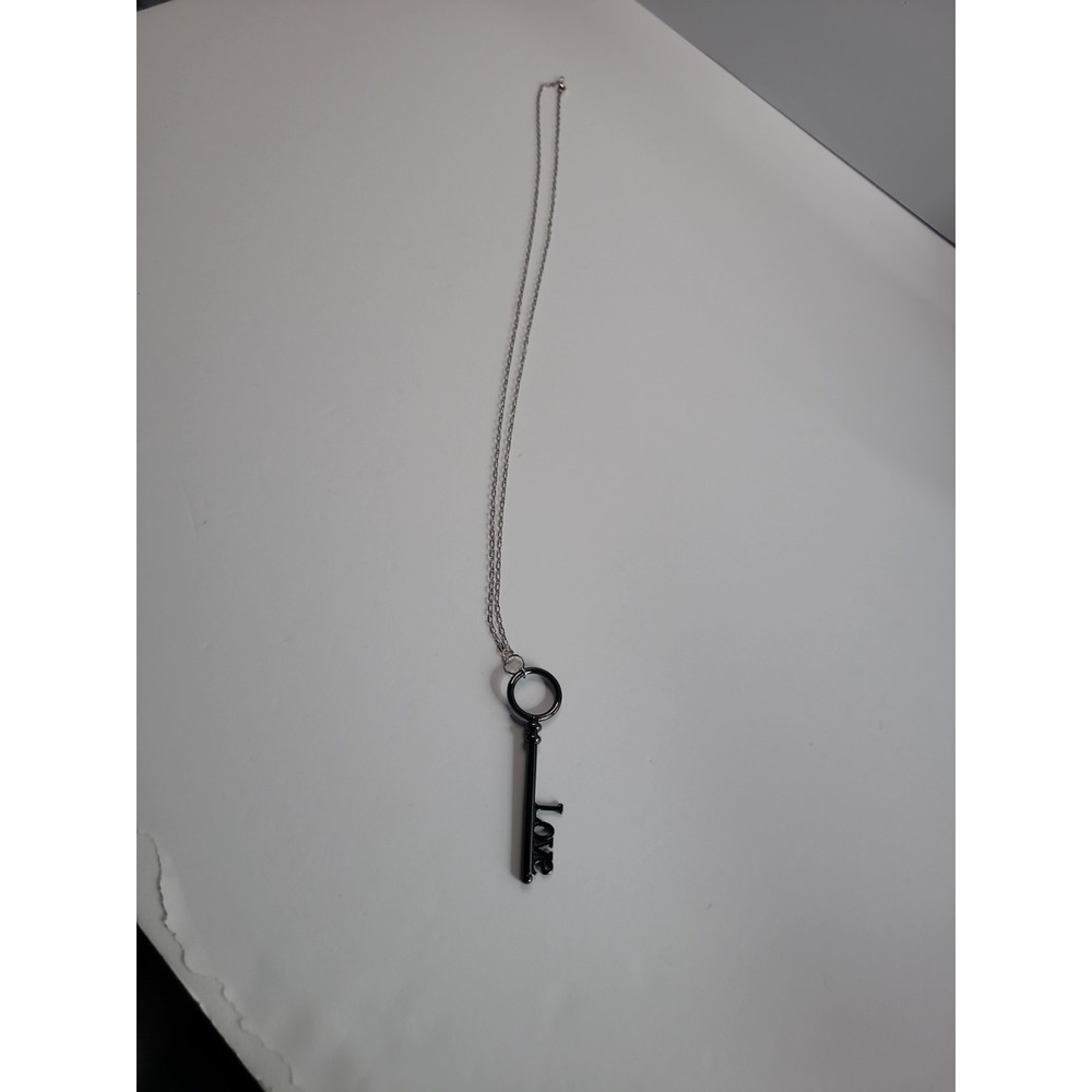 Silver Tone LOVE Skeleton Key Pendant Necklace Romantic Vintage Style Jewelry - Picture 5 of 10